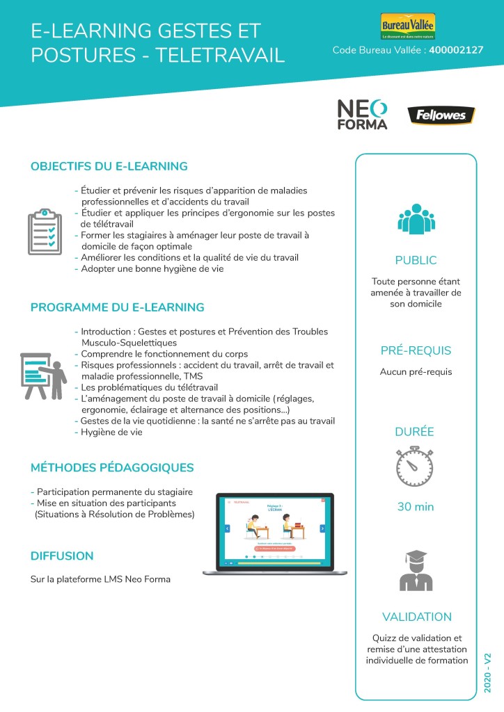 E-learning et webinaire Fellowes 3 FICHE FORMATION E LEARNING TELETRAVAIL BUREAU VALLEE 400002127 724x1024 1