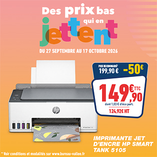 Des prix bas qui en jettent ! 3 Imprimante Jet d'encre HP Smart Tank 5105