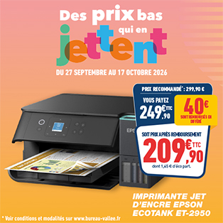 Des prix bas qui en jettent ! 1 Imprimante jet d'encre epson ecotank ET-2950