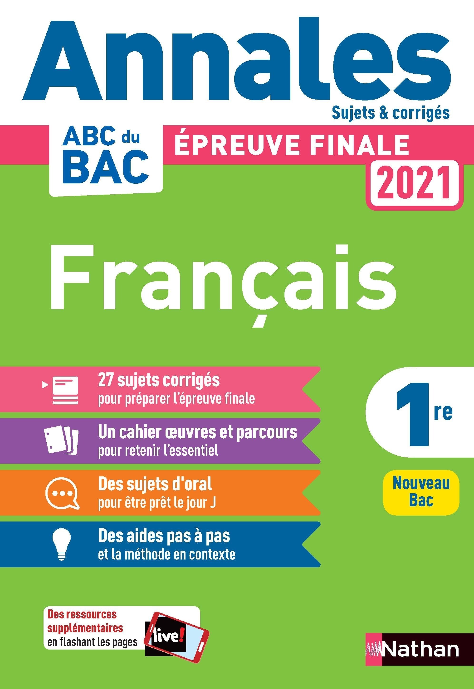 Combien De Texte Bac De Francais 2023 Annales Bac 2021 - Français 1re - Sujet et corrigés Pas Cher | Bureau