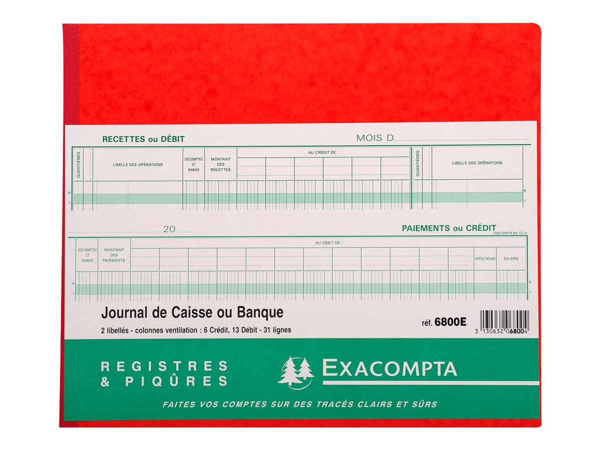 exacompta journal de caisse ou banque  colonnes  debits