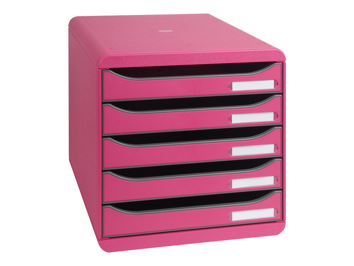 Exacompta Big Box Plus Classic Bloc De Classement 5 Tiroirs Framboise Pas Cher Bureau Vallee