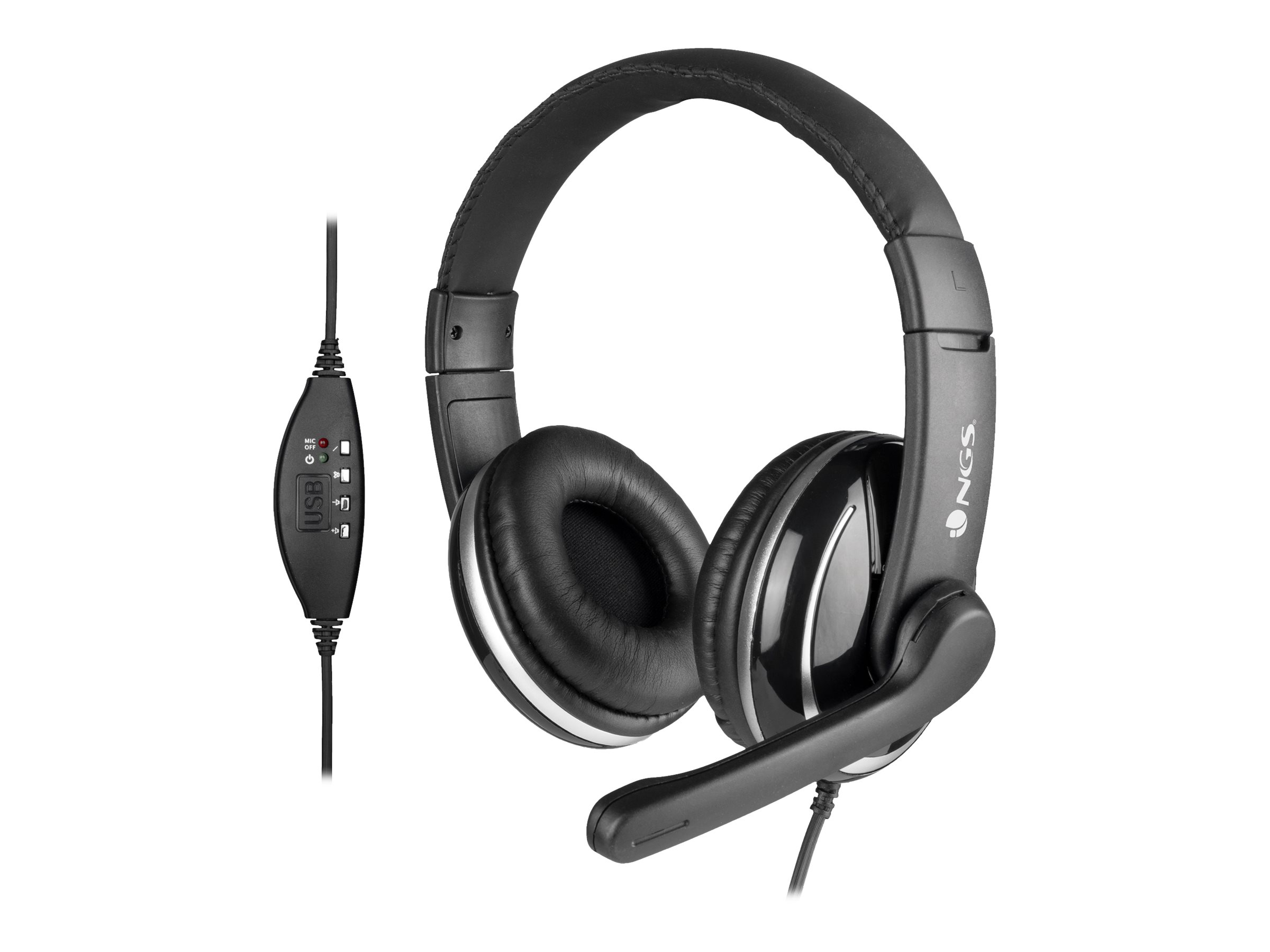 NGS VOX 800 - Casque filaire avec micro - connexion USB - noir Pas Cher |  Bureau Vallée