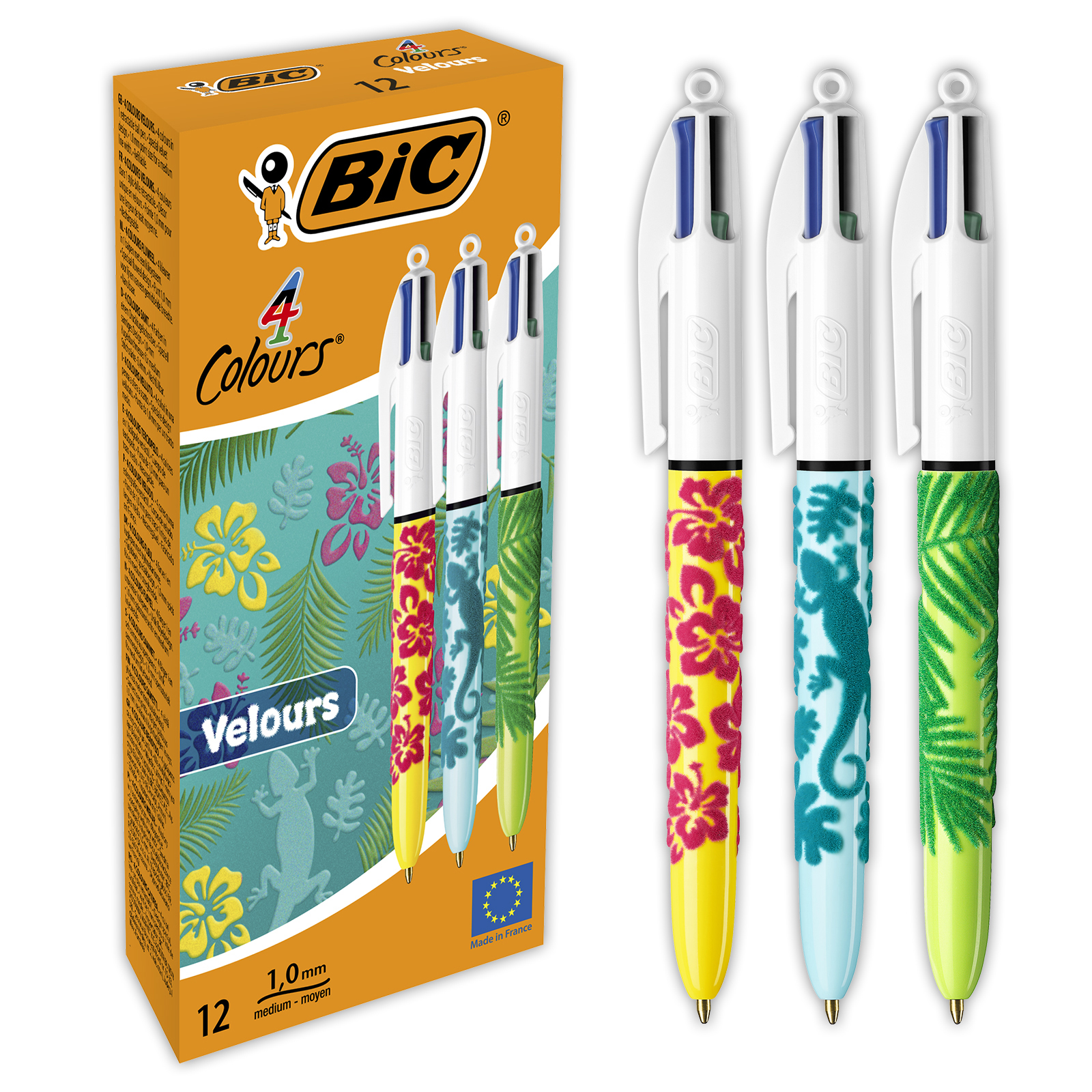 Stylo Bic 4 Couleurs Edition Limitee BIC 4 Couleurs Velours - 12 Stylos à bille 4 couleurs - corps assortis