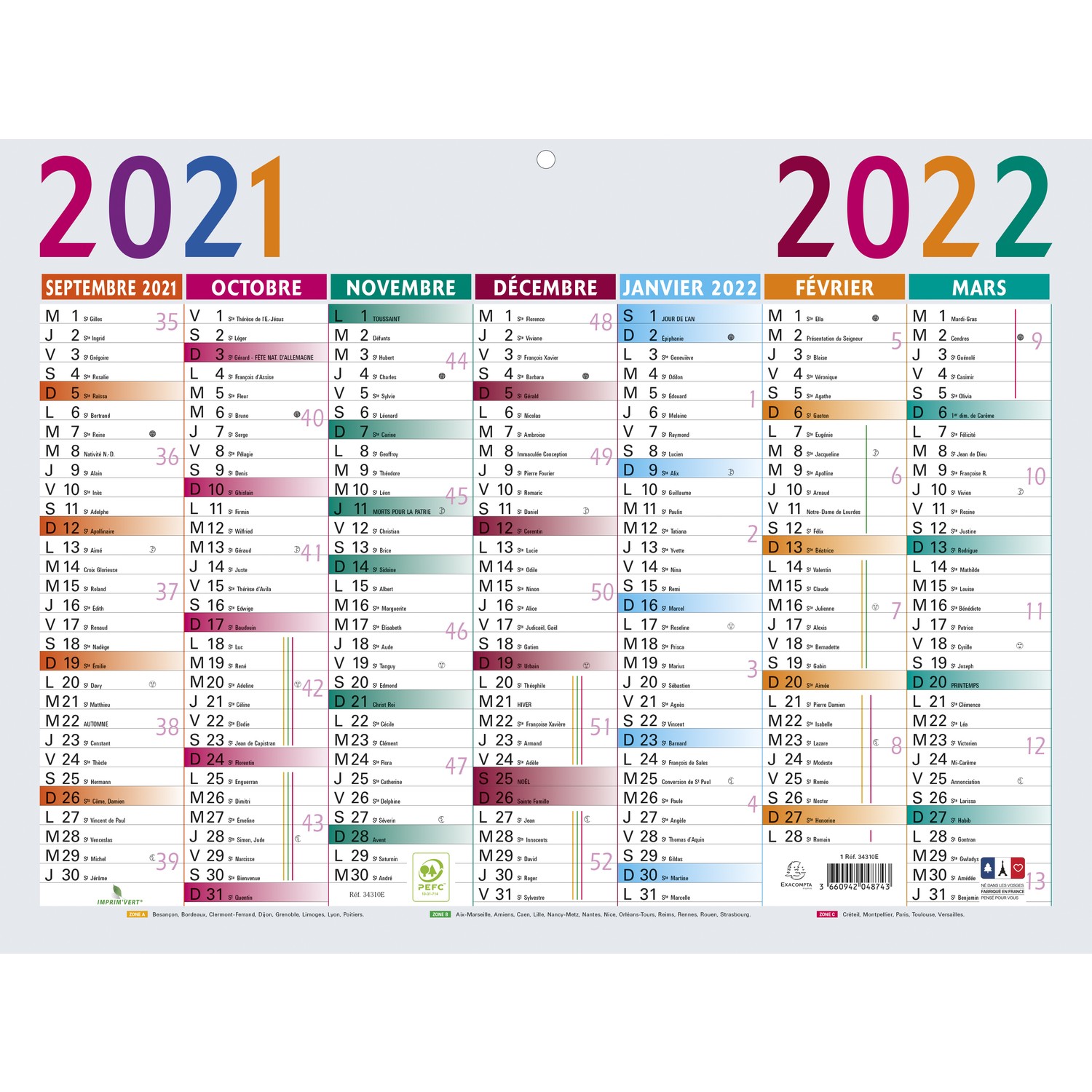 Calendrier Regle 2022