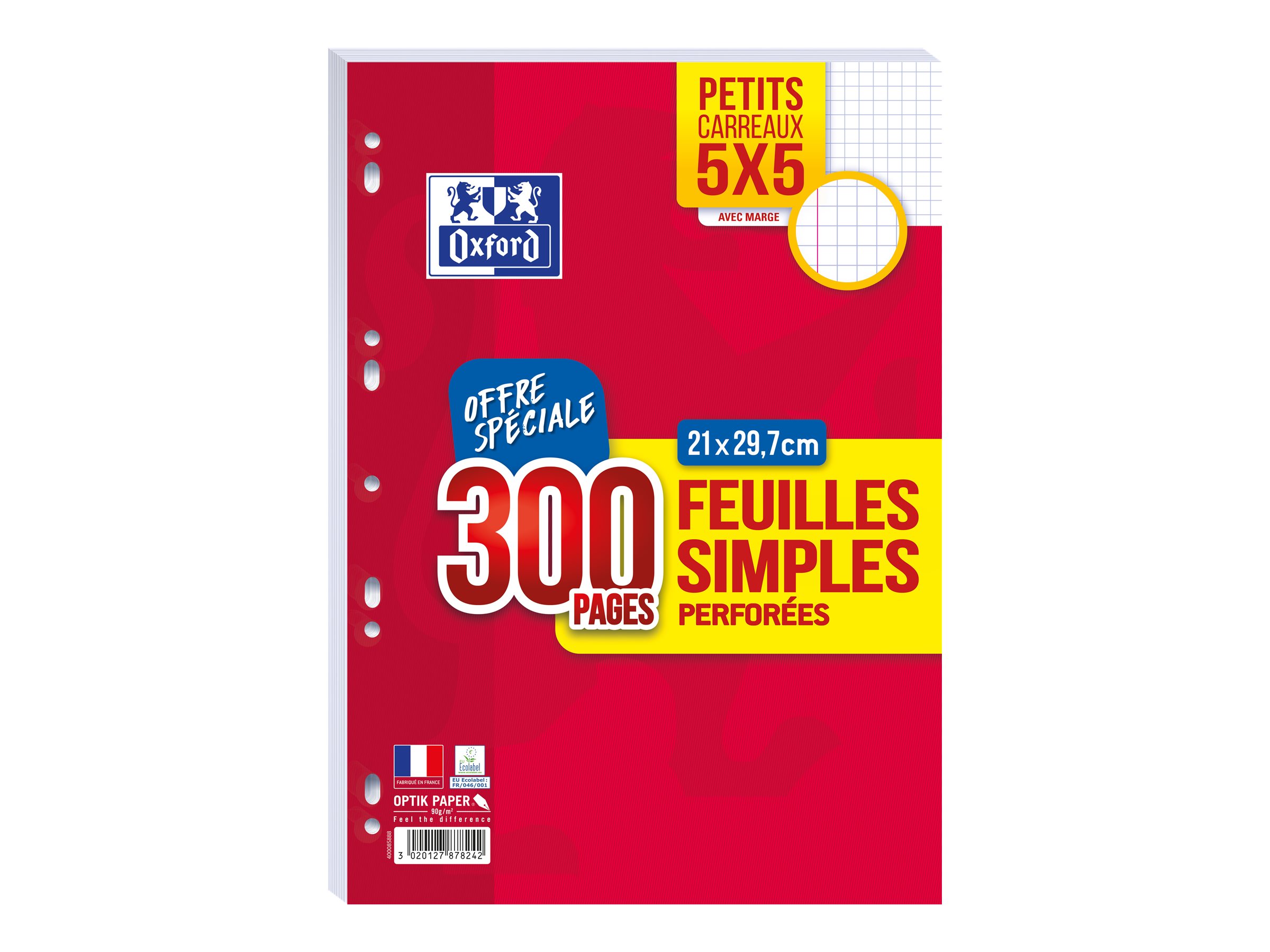 oxford 300 feuilles simples a4 petits carreaux perforees pas cher bureau vallee