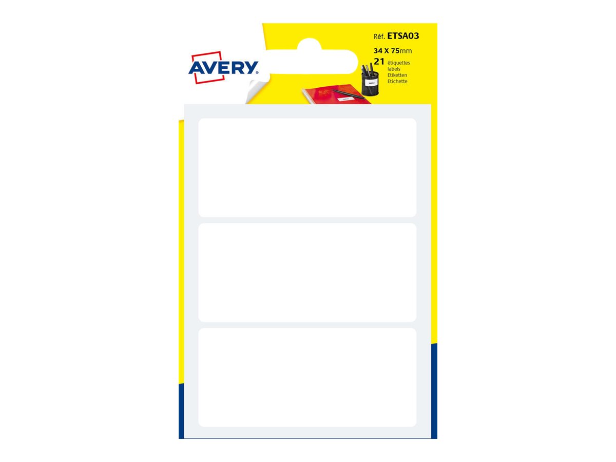Avery - 21 Étiquettes multi-usages blanches - 34 x 75 mm Pas Cher | Bureau Vallée