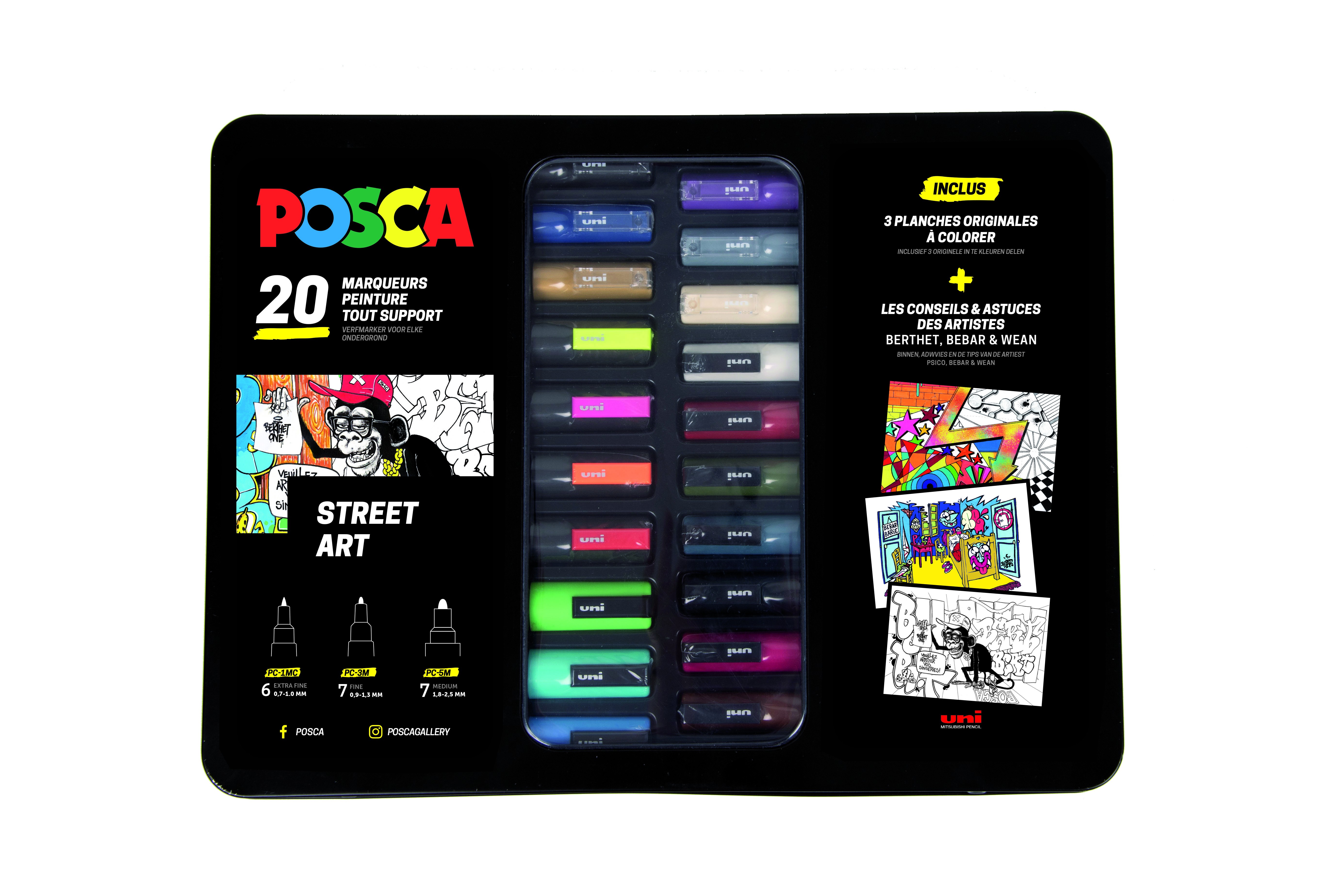 Posca - Mallette métal de 20 - marqueurs peinture pointes et couleurs ...