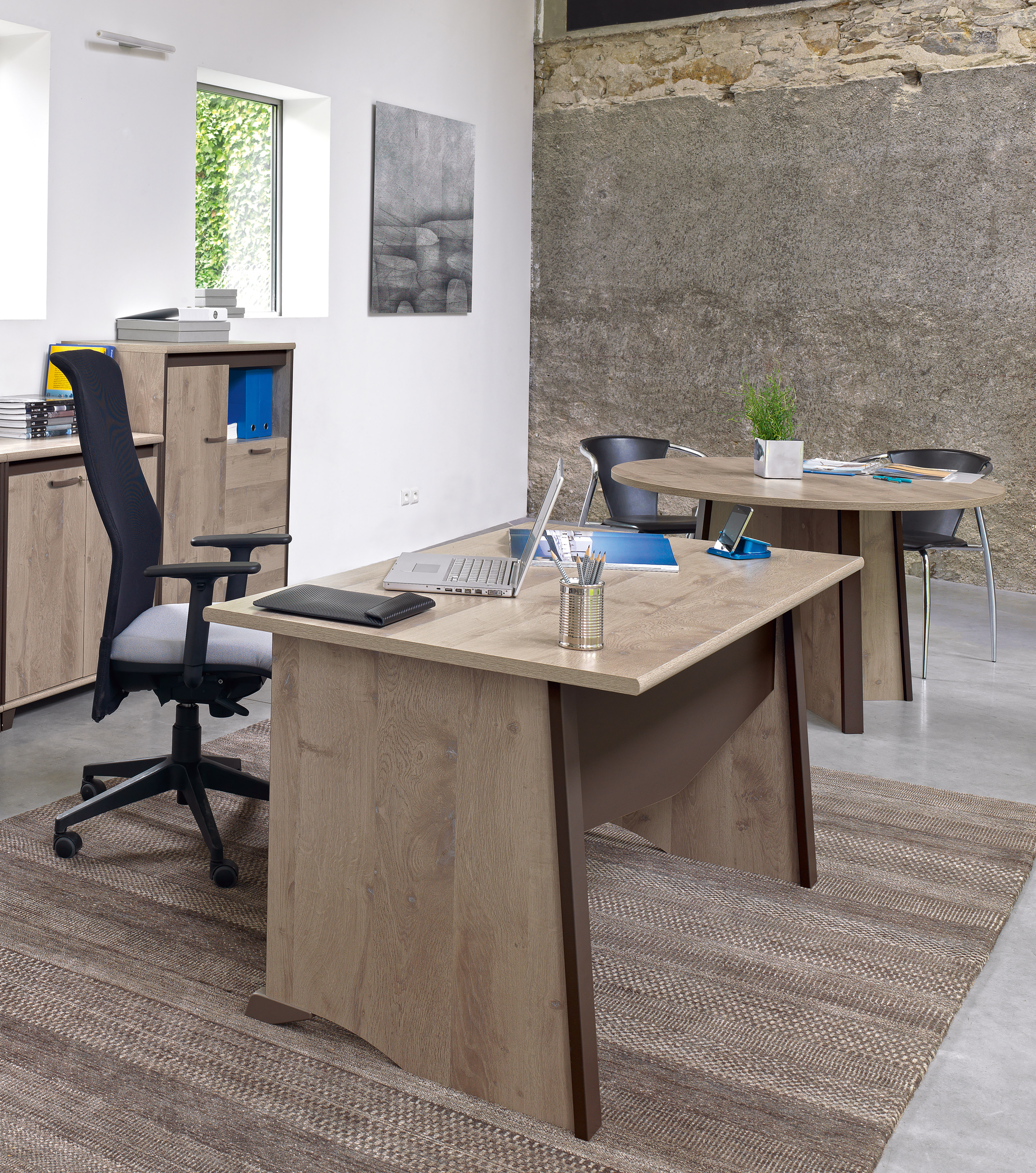 Bureau Mambo 120 Cm Pieds Panneaux Chene Chocolat