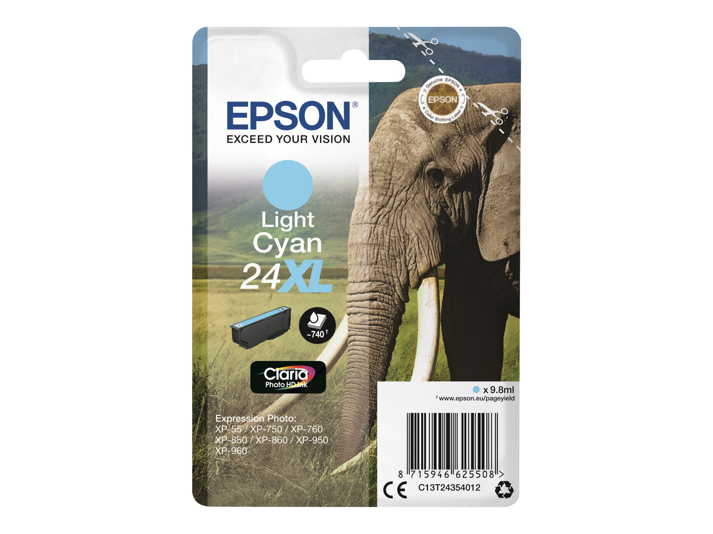 Cartouche Epson Bureau Vallee Epson 24XL Elephant - cyan clair - cartouche d'encre originale Pas Cher