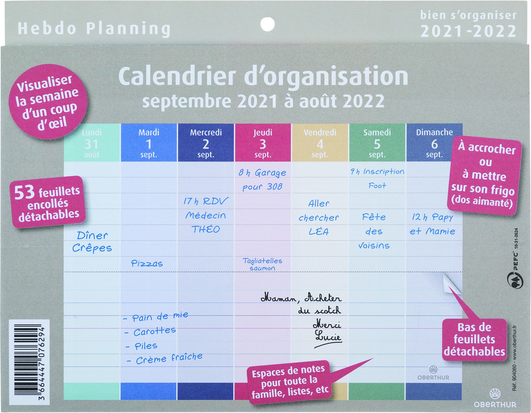 planning hebdomadaire bien sorganiser    cm oberthur pas cher