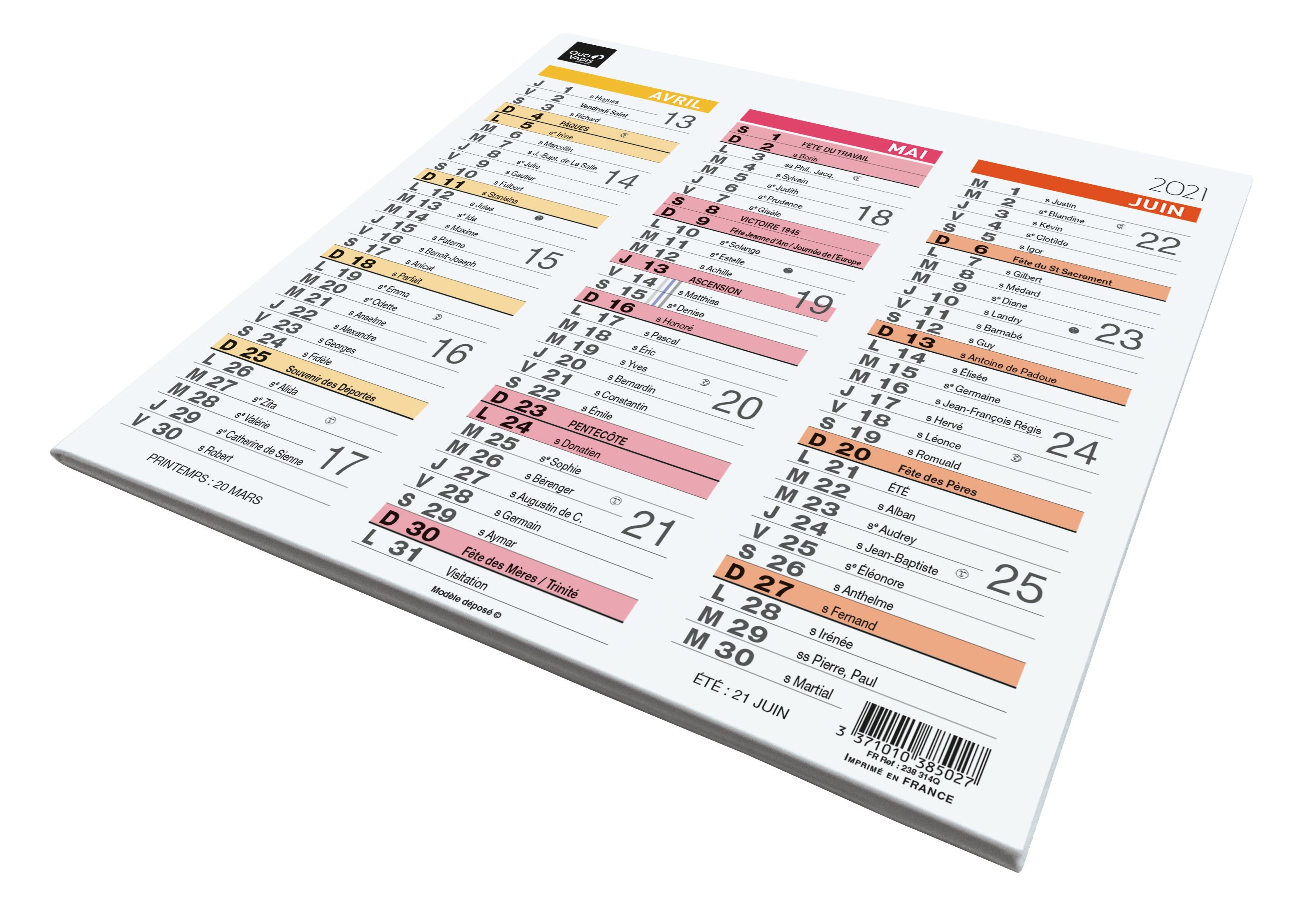 Quo Vadis Arc en Ciel - Calendrier origami 3 mois par face - 13 x 26 cm