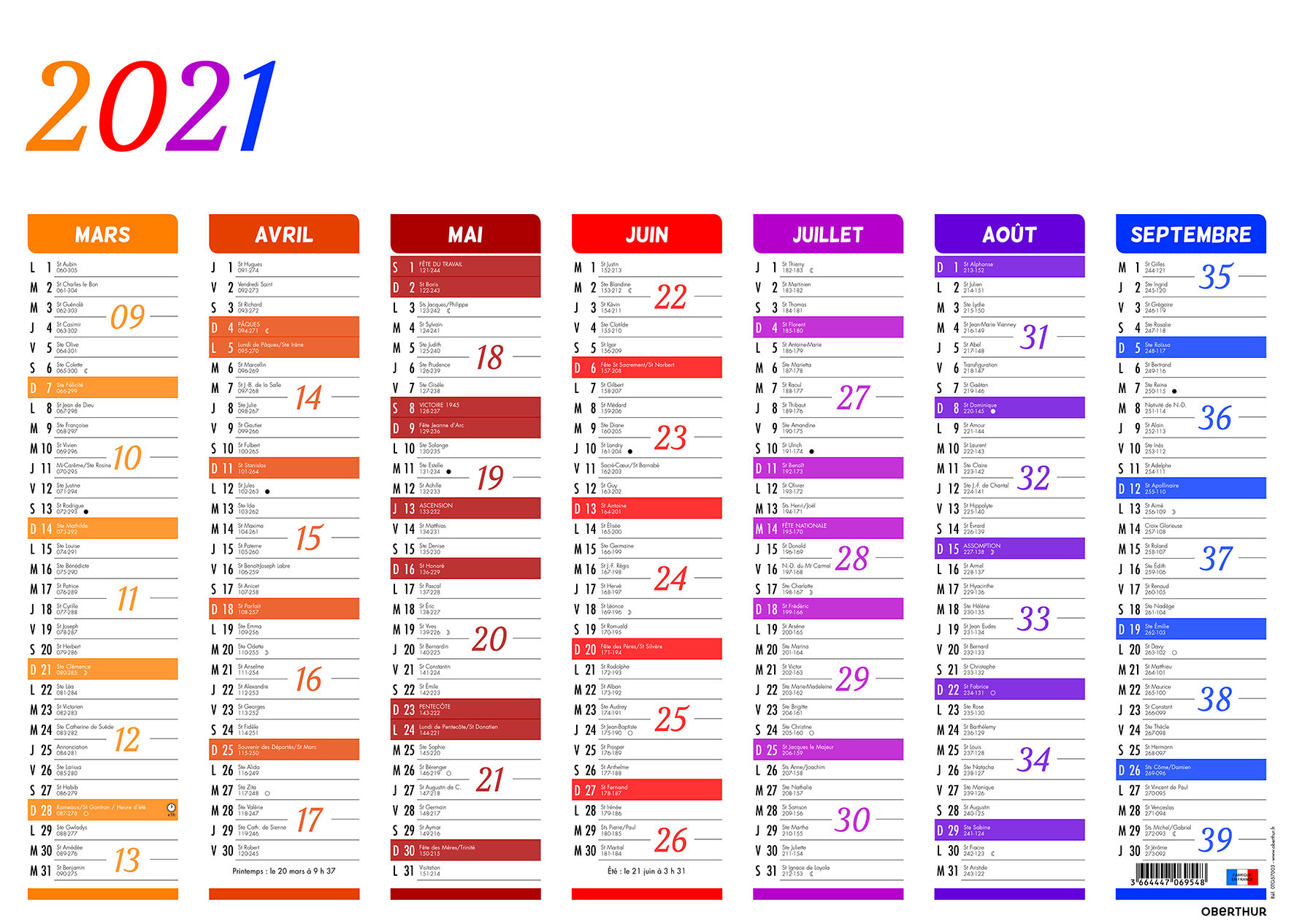 Petit calendrier rigide Arc en ciel 27 x 21 cm Petit calendrier rigide Arc en ciel 27 x 21 cm