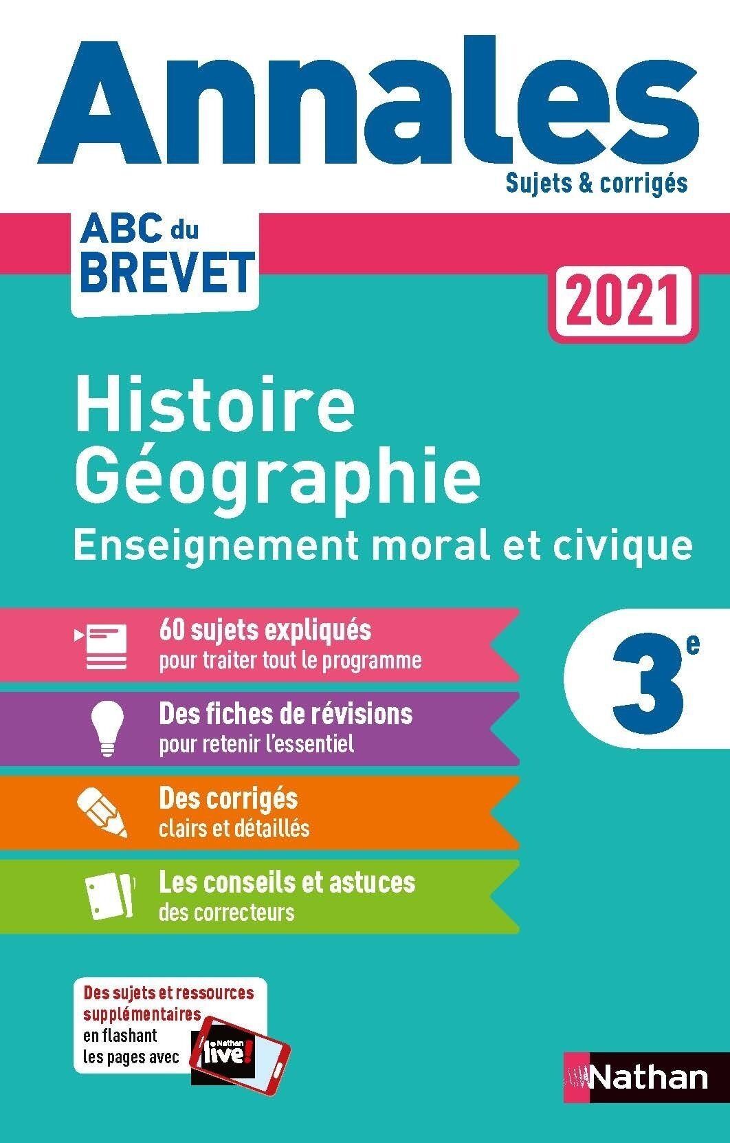 Annales Brevet 2021 Histoire Géographie Enseignement Moral ...