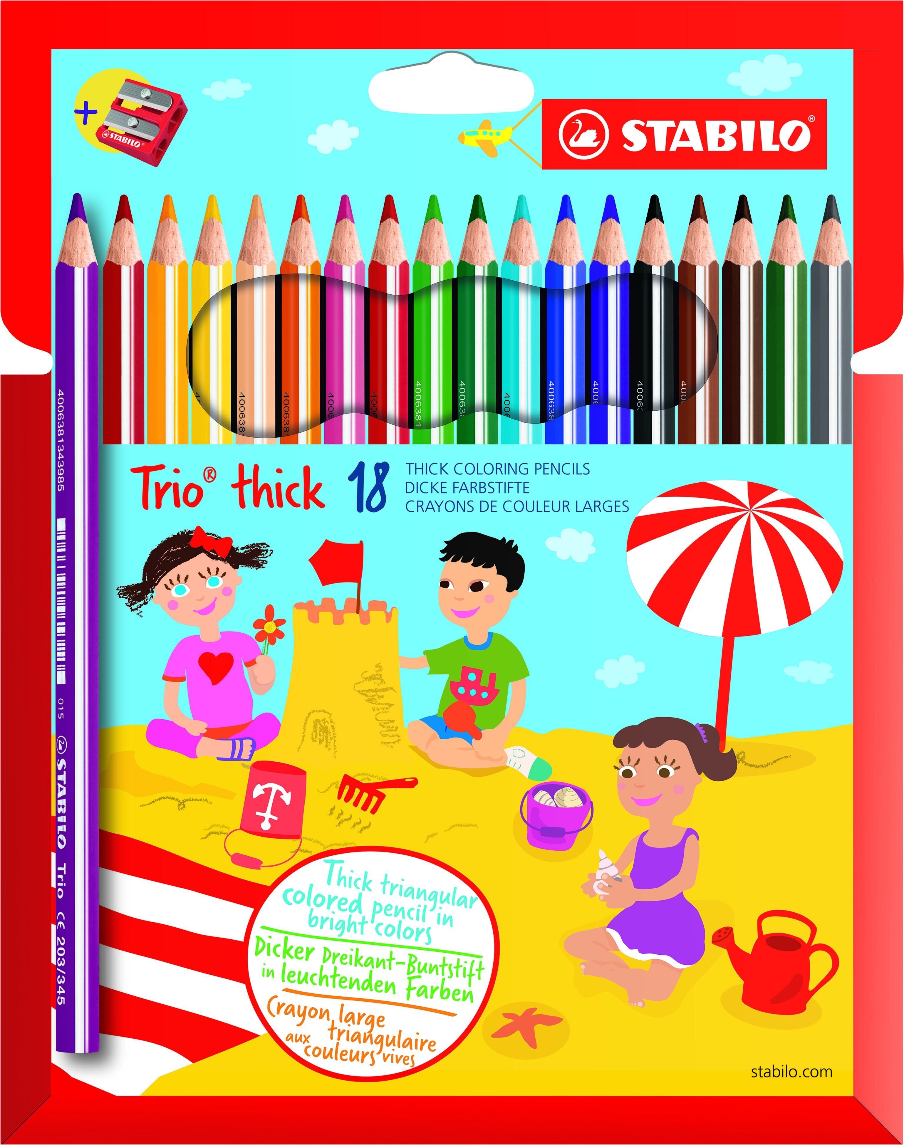 STABILO Trio thick - 18 crayons de couleur + 1 taille ...