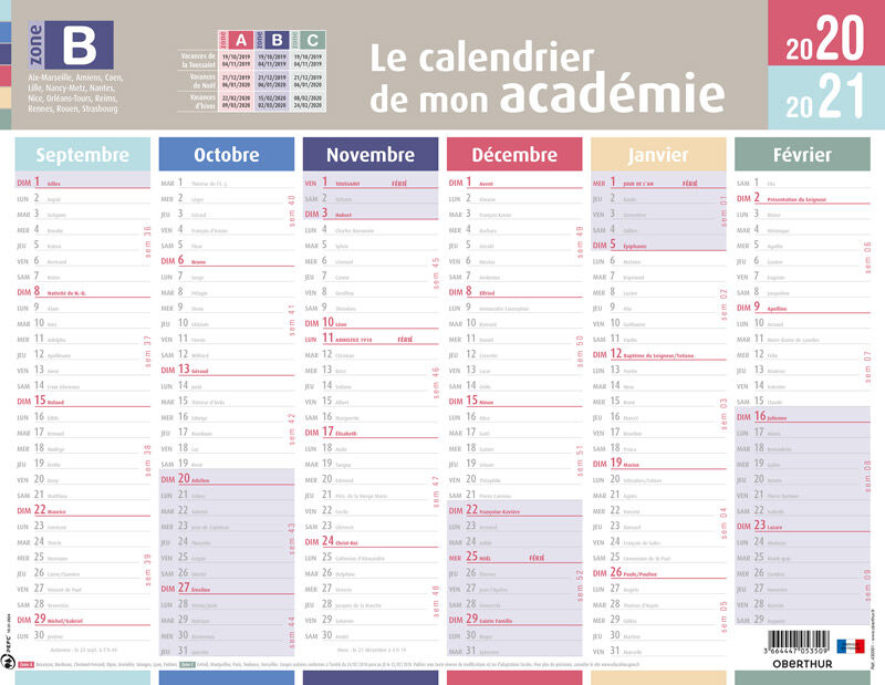 Bien S Organiser Calendrier Zone B 43 X 33 5 Cm Oberthur Pas Cher Bureau Vallee