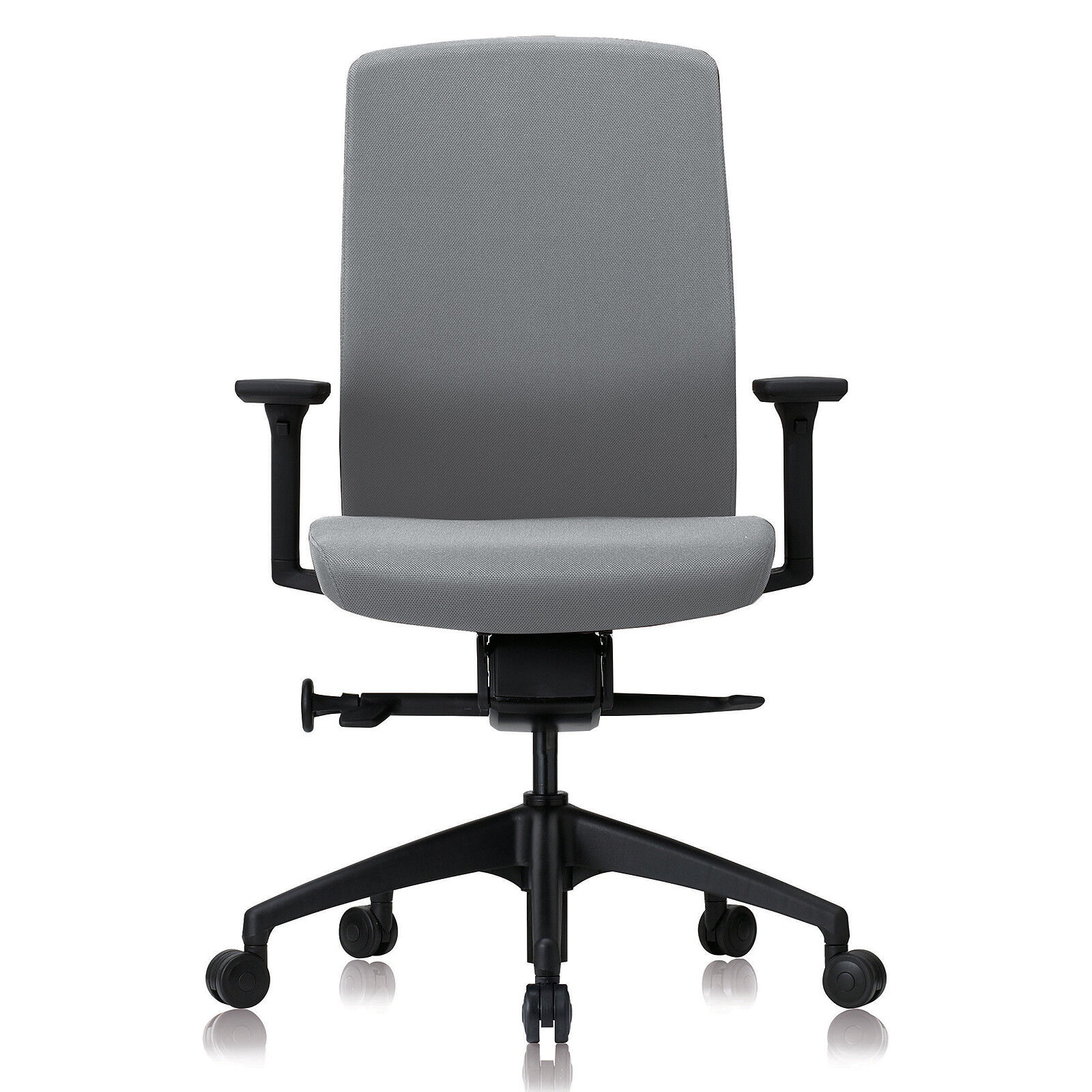 Fauteuil de bureau  CHARLIE  coque noire et tissu gris  accoudoirs