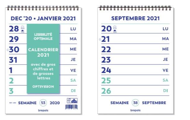 Optivision Wire O Calendrier Hebdomadaire Caracteres Agrandis 21 X 29 7 Cm Brepols Pas Cher Bureau Vallee