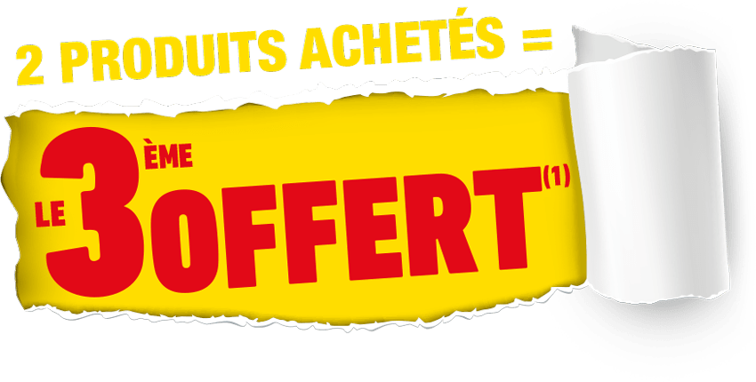 2 achetés le 3ème offert