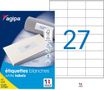 Apli Agipa - 2700 Étiquettes adhésives blanches multi-usages - 70 x 31 mm - coins droits - réf 119001