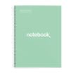 Notebook Emotions, Couverture rigide, A4, quadrillage 5x5 mm, 80 feuilles de 1 couleur, Miquelrius, Menthe.