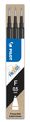 Pilot Frixion Ball - 3 Recharges pour rollers effaçables - 0,5 mm - noir