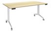 Table de réunion abattantes - L160 x P80 cm - pied blanc - plateau imitation érable