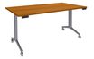Table de réunion abattantes - L160 x P80 cm - pied alu - plateau imitation merisier