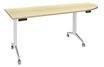 Table de réunion abattantes angle à droite - L200 x P80 cm - pied blanc - plateau imitation érable