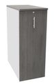 Caisson TOWER - L44 x H114 x P80 cm - 3 tablettes + 1 support DS réglable - structure blanc perle - dessus et façade imitation chêne gris