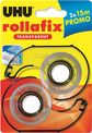 UHU rollafix - 2 Dévidoirs avec ruban de bureau transparent 15m