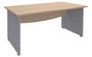 Bureau droit DUAL - L160 - Pieds Alu - plateau imitation Chêne clair