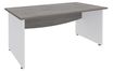 Bureau droit DUAL - L180 - Pieds blanc - plateau imitation Chêne gris