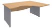 Bureau compact à droite DUAL - L160 cm - Pieds alu - plateau imitation Hêtre (Pieds de renfort ou caisson bout de bureau obligatoire à rajouter - non inclus)