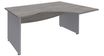 Bureau compact à droite DUAL - L160 cm - Pieds alu - plateau imitation Chêne gris (Pieds de renfort ou caisson bout de bureau obligatoire à rajouter - non inclus)