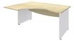 Bureau compact à gauche DUAL - L180 cm - Pieds blanc - plateau imitation Erable (Pieds de renfort ou caisson bout de bureau obligatoire à rajouter - non inclus)