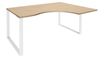 Bureau compact LOFTER - L160 cm - Retour à droite - Plateau imitation chêne clair - pied Blanc - (pied de renfort obligatoire à rajouter - non inclus)