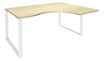 Bureau compact LOFTER - L160 cm - Retour à droite - Plateau imitation Erable - pied Blanc - (pied de renfort obligatoire à rajouter - non inclus)