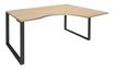 Bureau compact LOFTER - L180 cm - Retour à droite - Plateau imitation chêne clair - pied Carbone - (pied de renfort obligatoire à rajouter - non inclus)