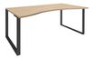 Bureau vague symétrique LOFTER - L180 cm - Plateau imitation chêne clair - pied Carbone