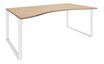 Bureau vague symétrique LOFTER - L180 cm - Plateau imitation chêne clair - pied Blanc