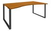 Bureau vague symétrique LOFTER - L180 cm - Plateau imitation Merisier - pied Carbone