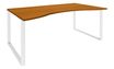 Bureau vague symétrique LOFTER - L180 cm - Plateau imitation Merisier - pied Blanc
