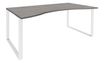 Bureau vague symétrique LOFTER - L180 cm - Plateau imitation chêne gris - pied Blanc