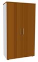 Armoire haute IRIS - H180 x L80 x P47 - 2 portes - Corps Blanc perle - Dessus et portes imitation Merisier