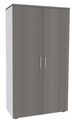 Armoire haute IRIS - H180 x L80 x P47 - 2 portes - Corps Blanc perle - Dessus et portes imitation Chêne gris