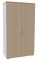 Armoire haute EXPRIM/LOFTER/LEVEL - H180 x L80 x P47 - 2 portes - Corps Blanc perle - Dessus et portes imitation Chêne clair