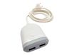 Watt&Co - chargeur secteur pour smartphone avec 3m de câble - 2USB - blanc