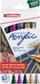 Edding 5100 - Pack de 5 marqueurs acryliques - argent, rouge, vert mousse, or, bleu nuit