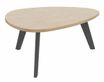 Table basse galet - L100xH42xP90/80 - pied carbone - plateau imitation chêne clair